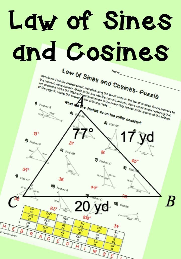 Law Of Cosines Worksheet Pdf