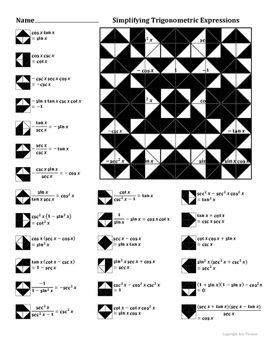 Simplifying Trigonometric Identities Worksheet