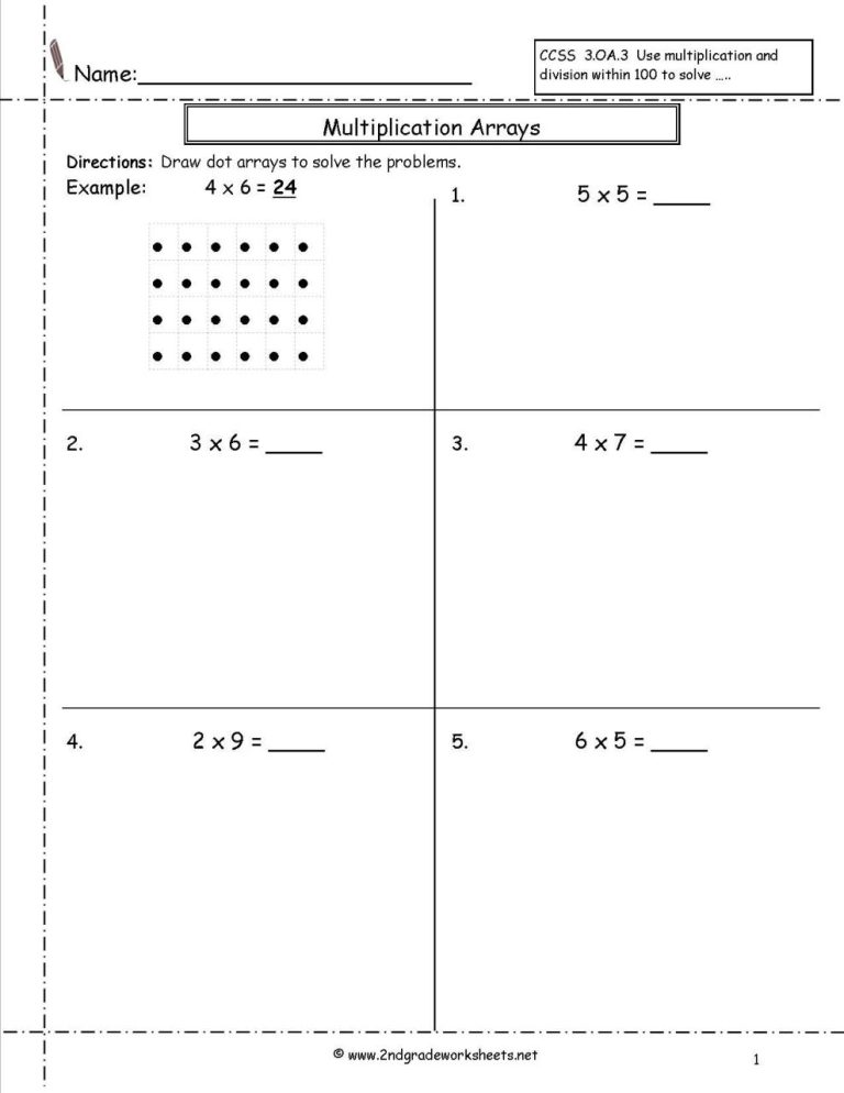 Multiplication Arrays Worksheets 3rd Grade