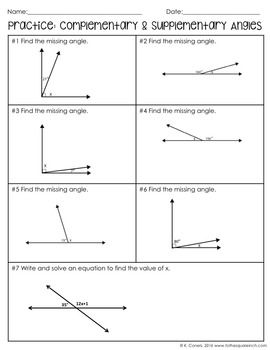 Complementary Supplementary Vertical Angles Worksheet