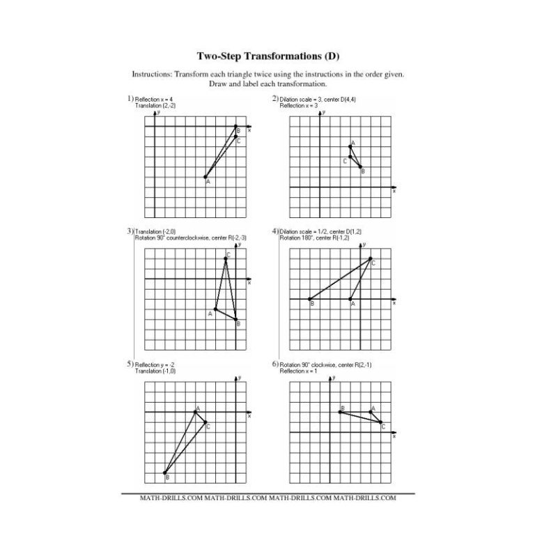 Transformations Worksheet Answers