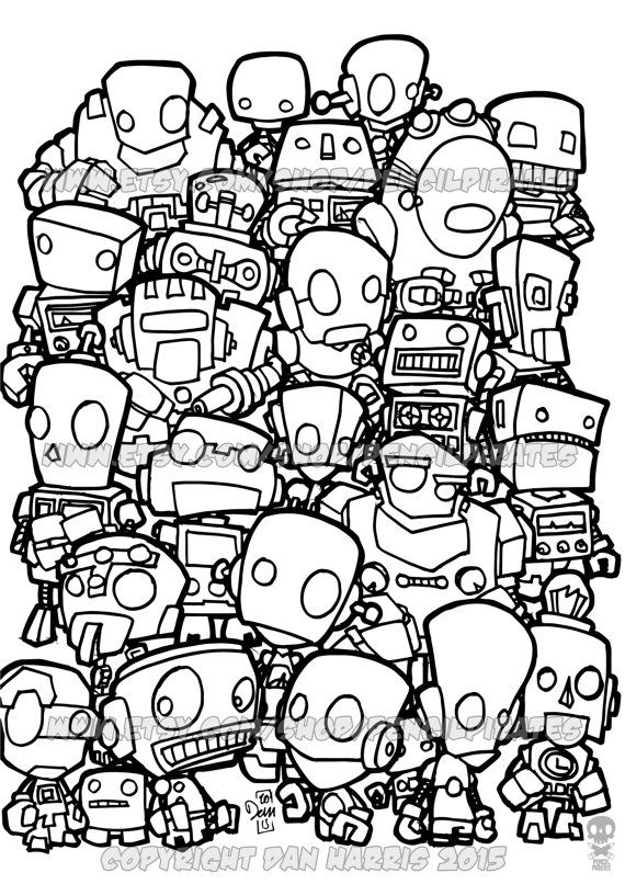 Robot Coloring Pages For Adults