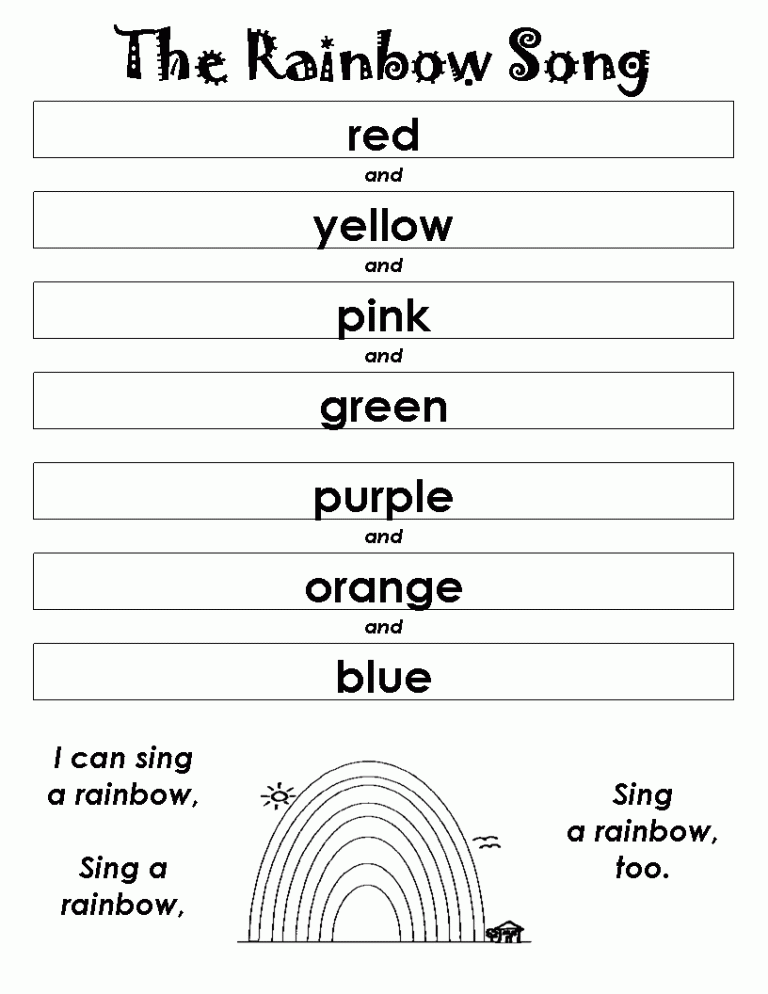 Worksheets For 3 Year Olds Rainbow