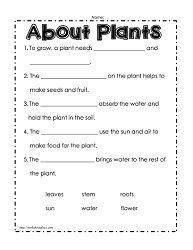 4th Grade Science Worksheets Plants