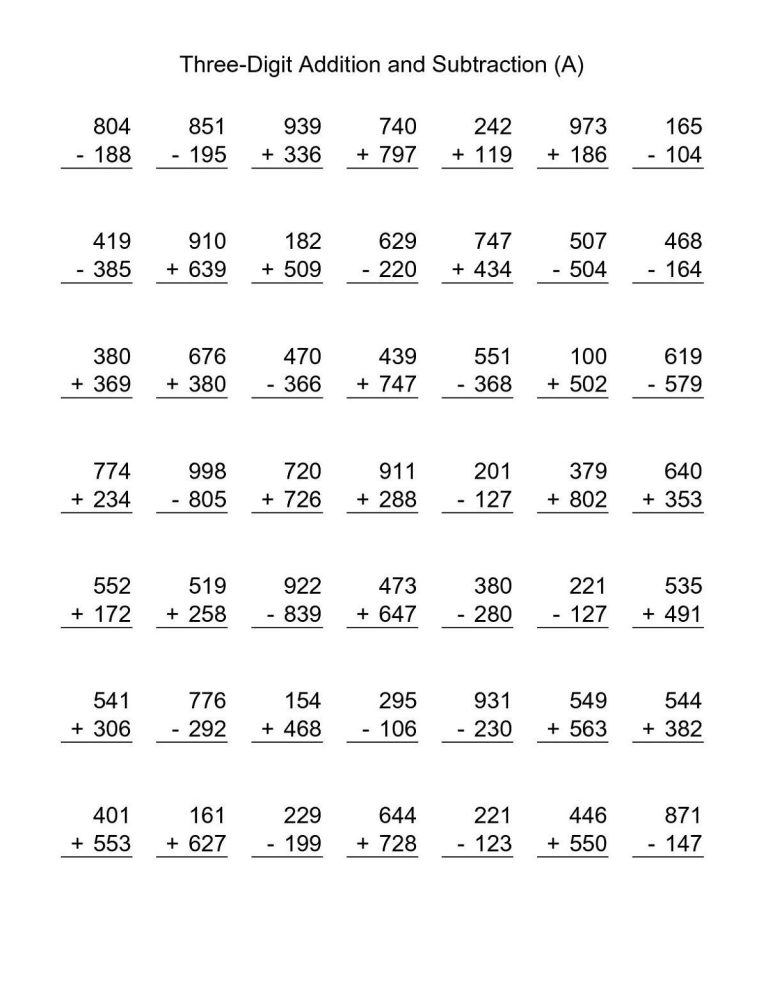 Printable Year 3 Maths Worksheets Free