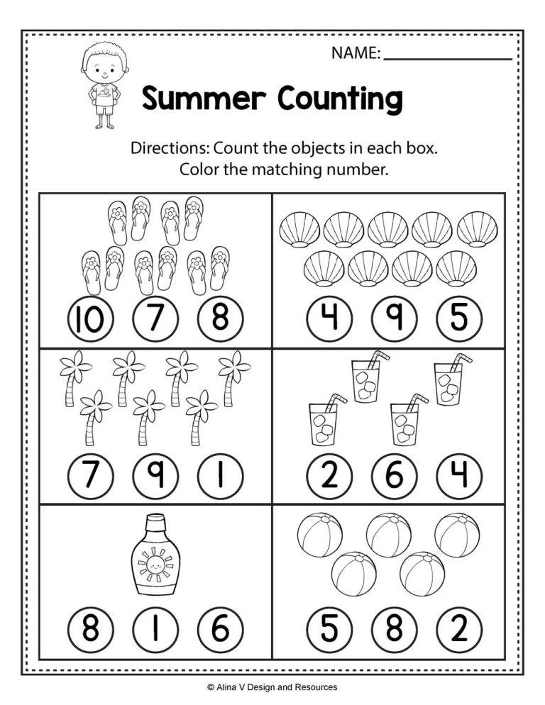 Counting Worksheets For Kindergarten