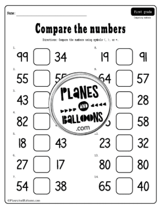 Comparing Numbers Worksheets 2nd Grade Pdf