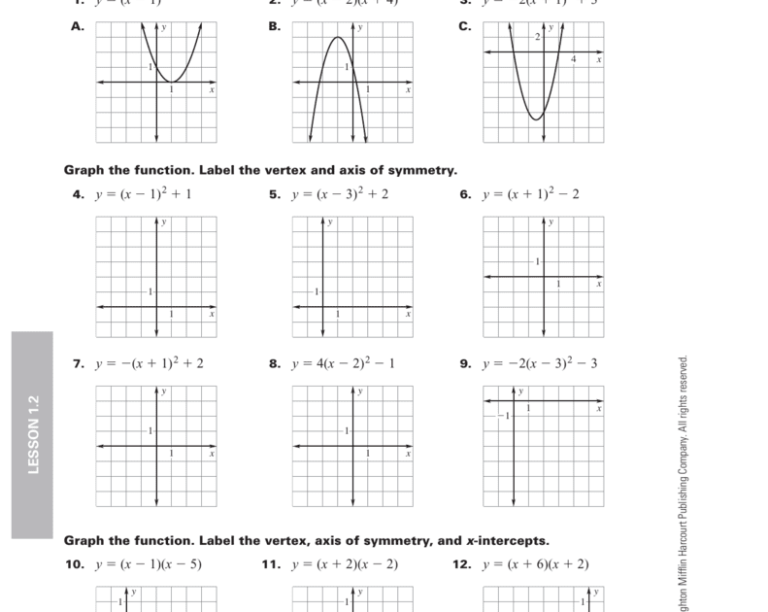 Standard Form To Vertex Form Worksheet Pdf