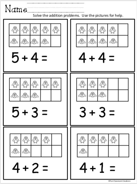 Free Addition Worksheets Kindergarten