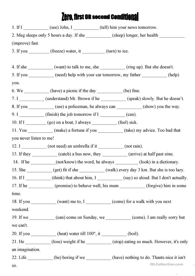 Conditionals Worksheet