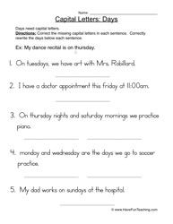 Capital Letters Worksheet First Grade