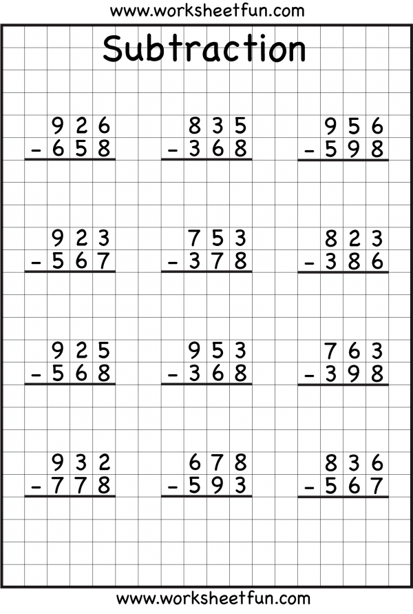 Subtraction With Regrouping Worksheets Free