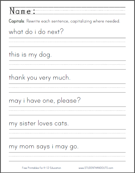 Writing Sentences Worksheets For 1st Grade Pdf