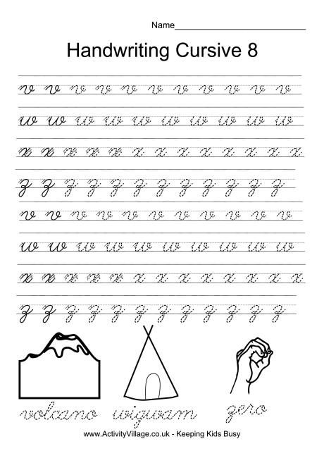 Cursive Practice Sheets For Kids