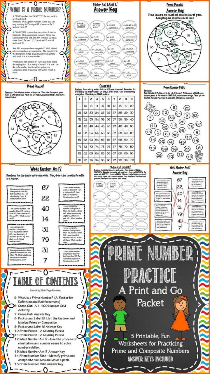 Prime And Composite Numbers Worksheet Answer Key