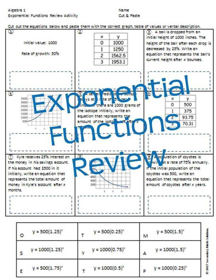 Answer Key Solving Exponential Equations Worksheet