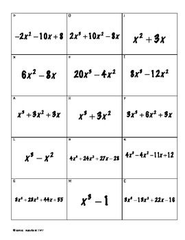 Factoring Polynomials Worksheet