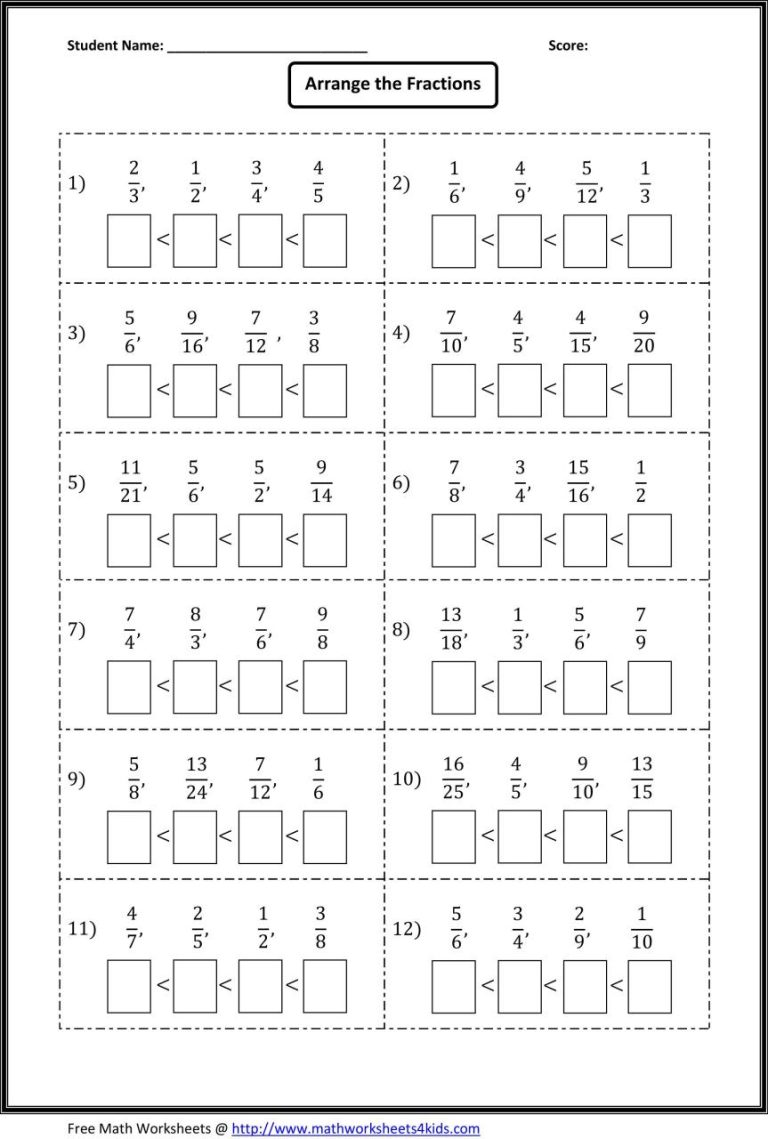 Comparing Fractions Worksheet With Pictures