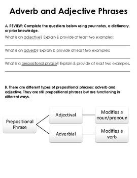 Adjective Phrase Worksheet For Grade 4