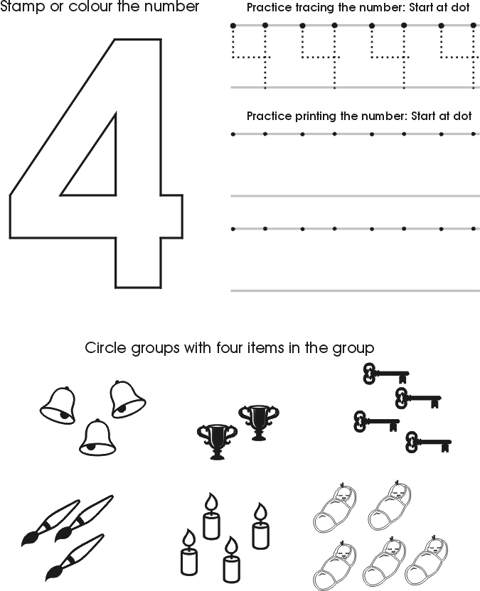 Number 4 Worksheets