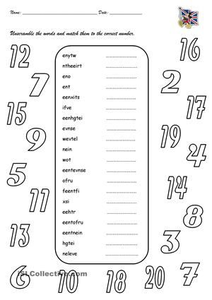 Ordinal Numbers Worksheet 1-20