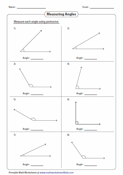 Types Of Angles Worksheet Grade 6