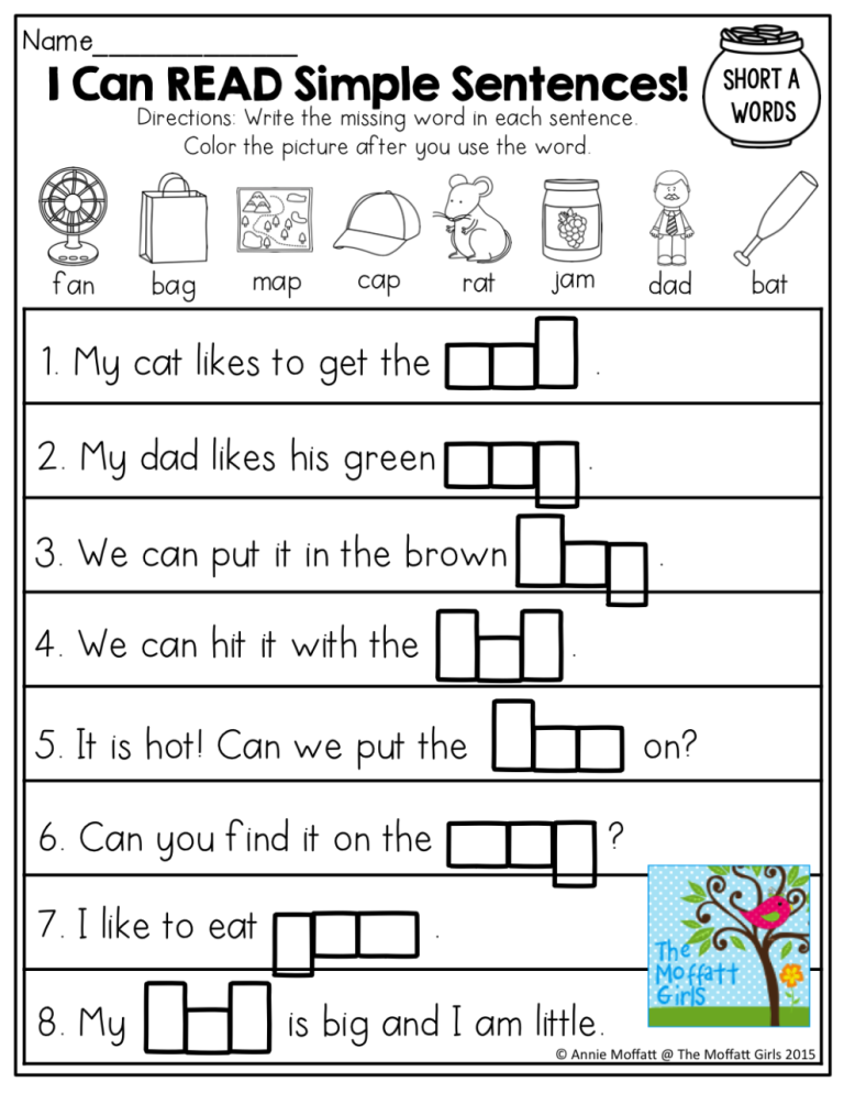 Simple Sentences For Grade 1 To Read