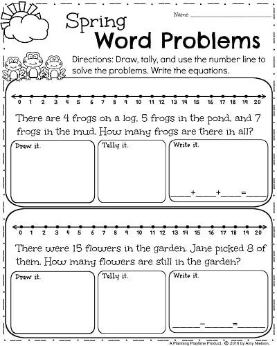 Word Problems Worksheets 1st Grade