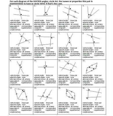 Naming Angles Worksheet Answer Key