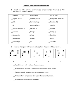 Elements Compounds And Mixtures Worksheet Grade 8