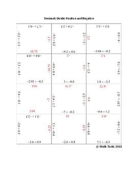 Dividing Decimals Worksheet And Answers