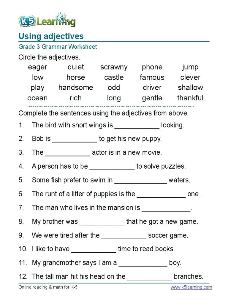 Year 5 English Worksheets Pdf