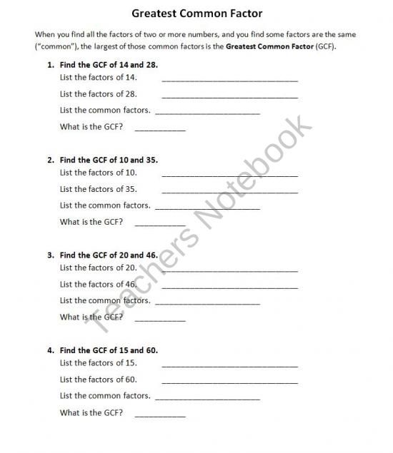 Gcf Worksheets 3 Numbers