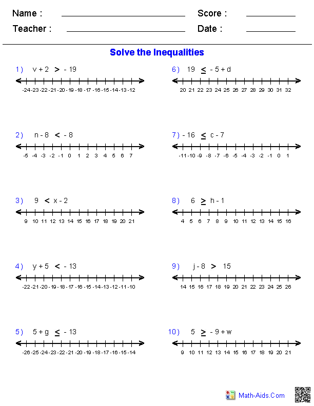 Solving Inequalities Worksheet Algebra 2