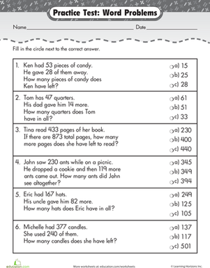 Math Problems For 2nd Graders With Answers