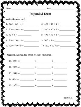 Expanded Notation Worksheets Grade 3