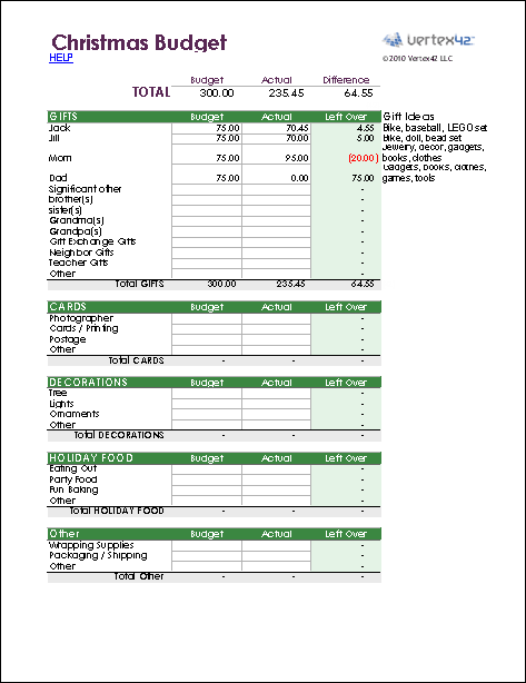 Worksheet Excel Template