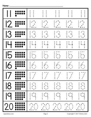 Kindergarten Printables Numbers