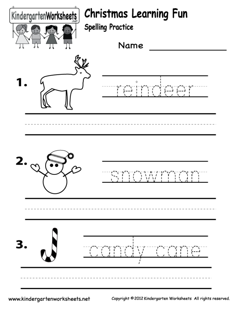 Spelling Practice Worksheets For Kindergarten