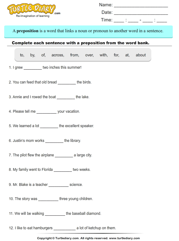 English Worksheet For Class 3 With Answers