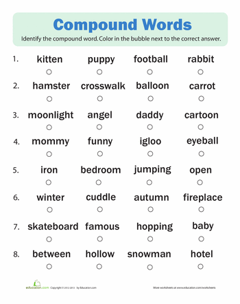 Compound Nouns Worksheet For Grade 3