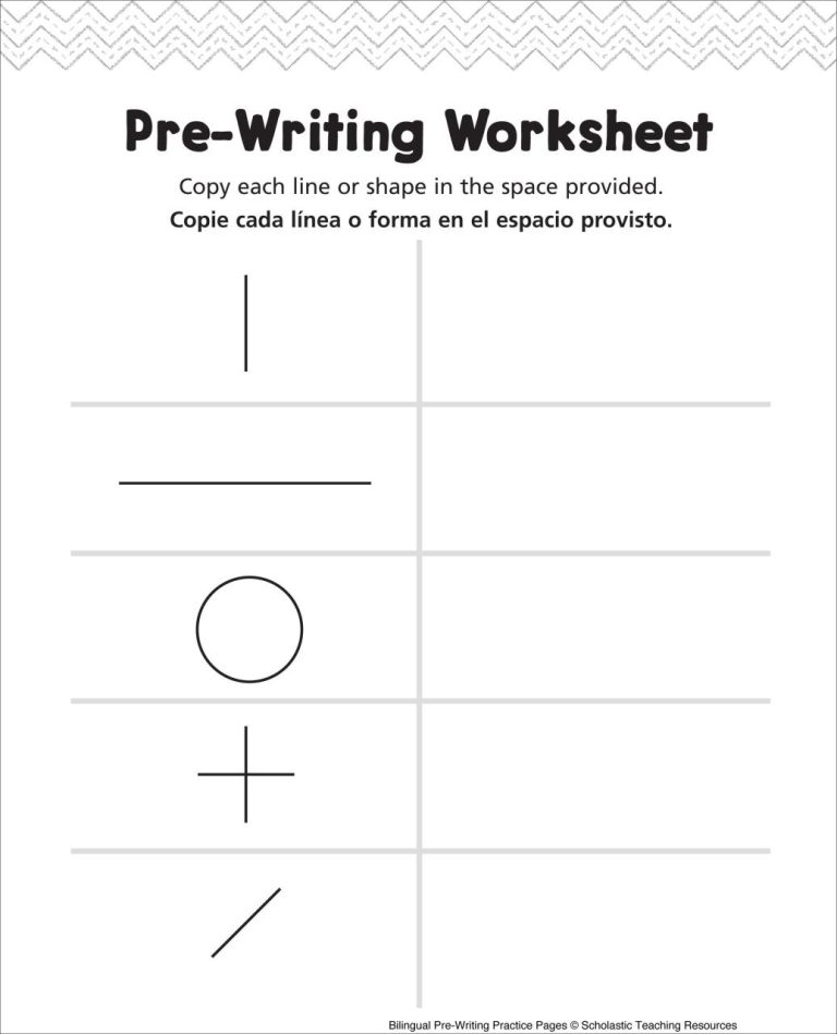 Pre Writing Worksheets