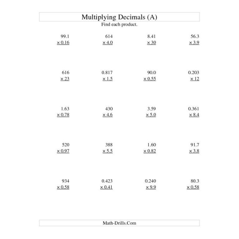 Multiplying And Dividing Decimals Worksheets Ks3