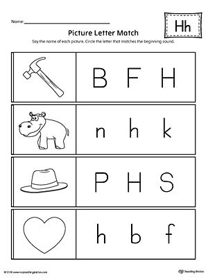 Letter H Worksheets