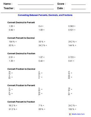 Converting Decimals To Fractions Worksheet