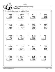 3 Digit Subtraction With Regrouping Worksheets