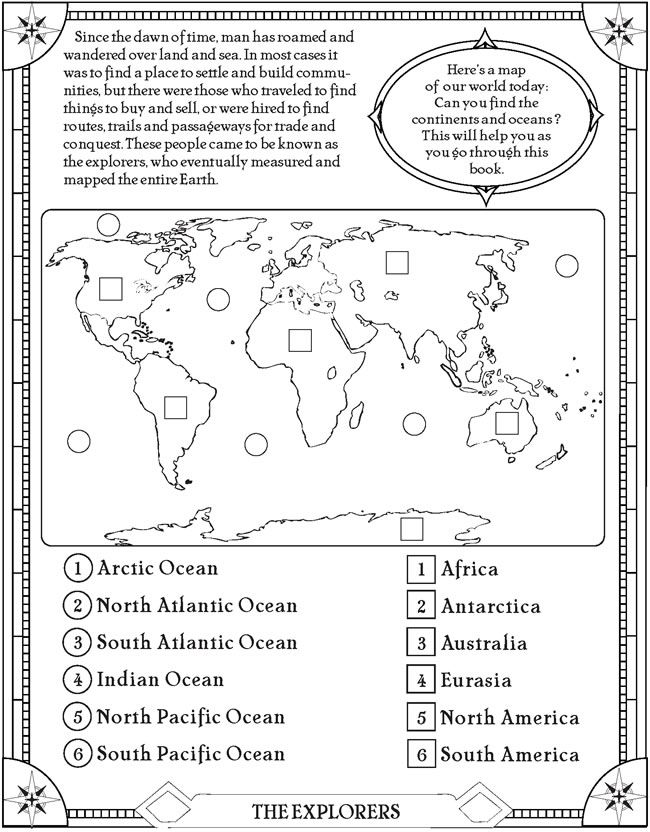 Continents And Oceans Worksheet