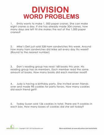 Division Word Problems 2nd Grade