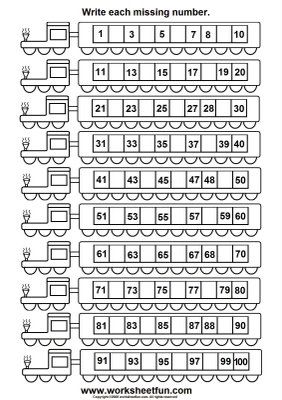 Number Recognition Worksheets 1-50