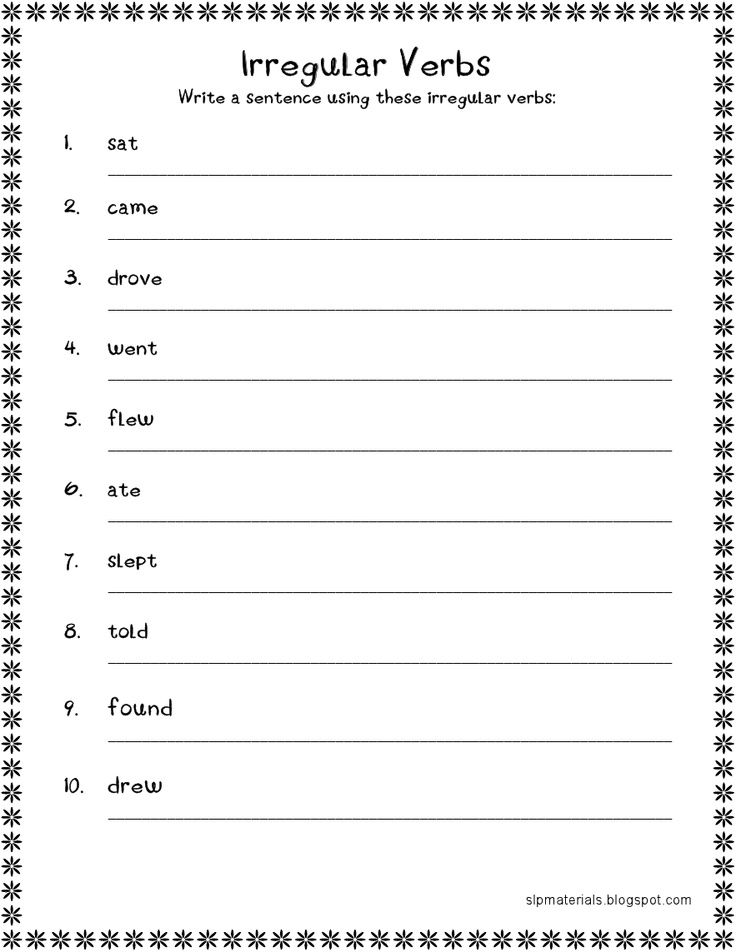 Irregular Verbs Worksheet For Grade 2